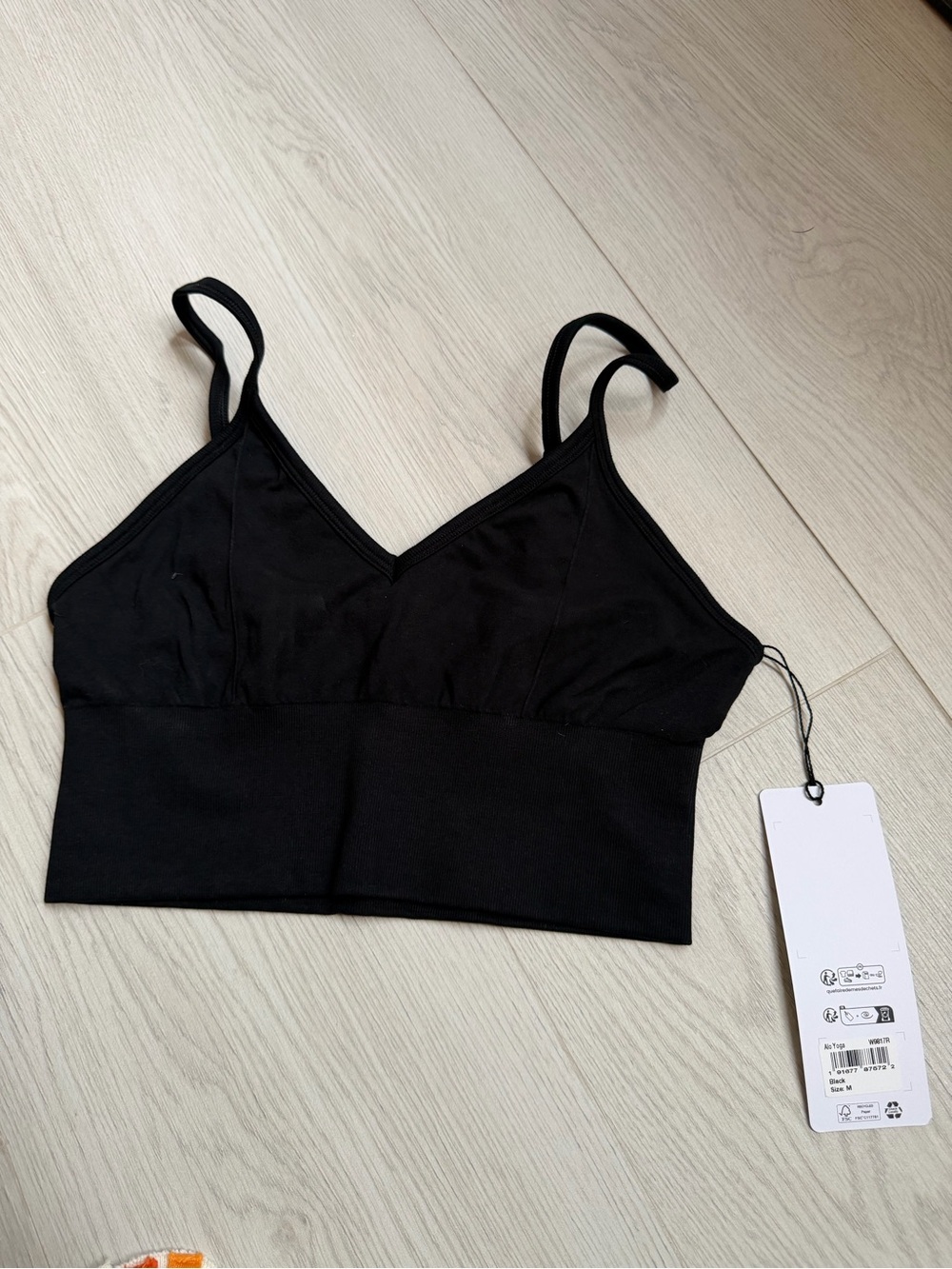 ALO Yoga Black V-Neck Seamless Bralette